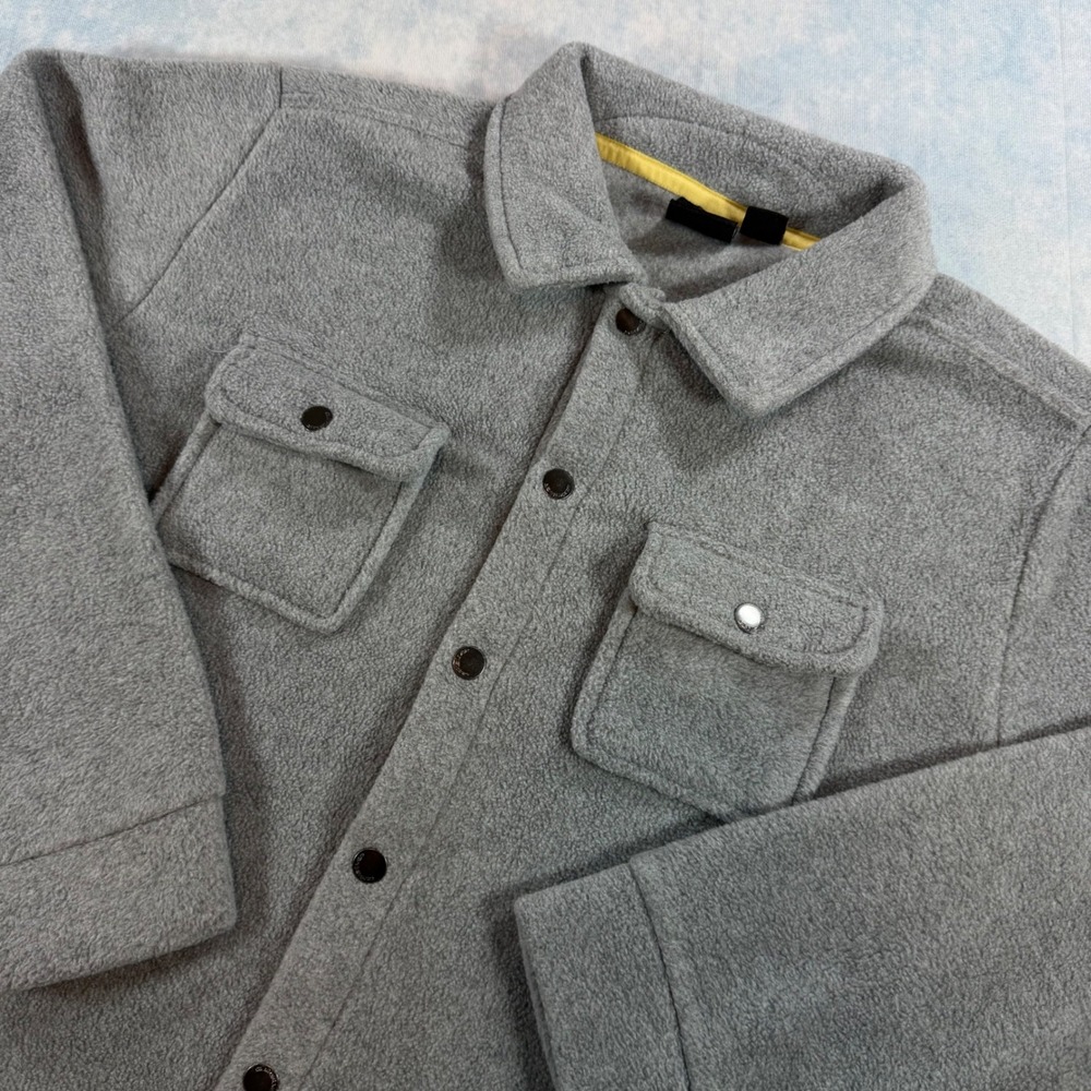 Quiksilver Fleece Shirt Jacket Boys L 14/16 Gray Excellent Snap Front Shacket